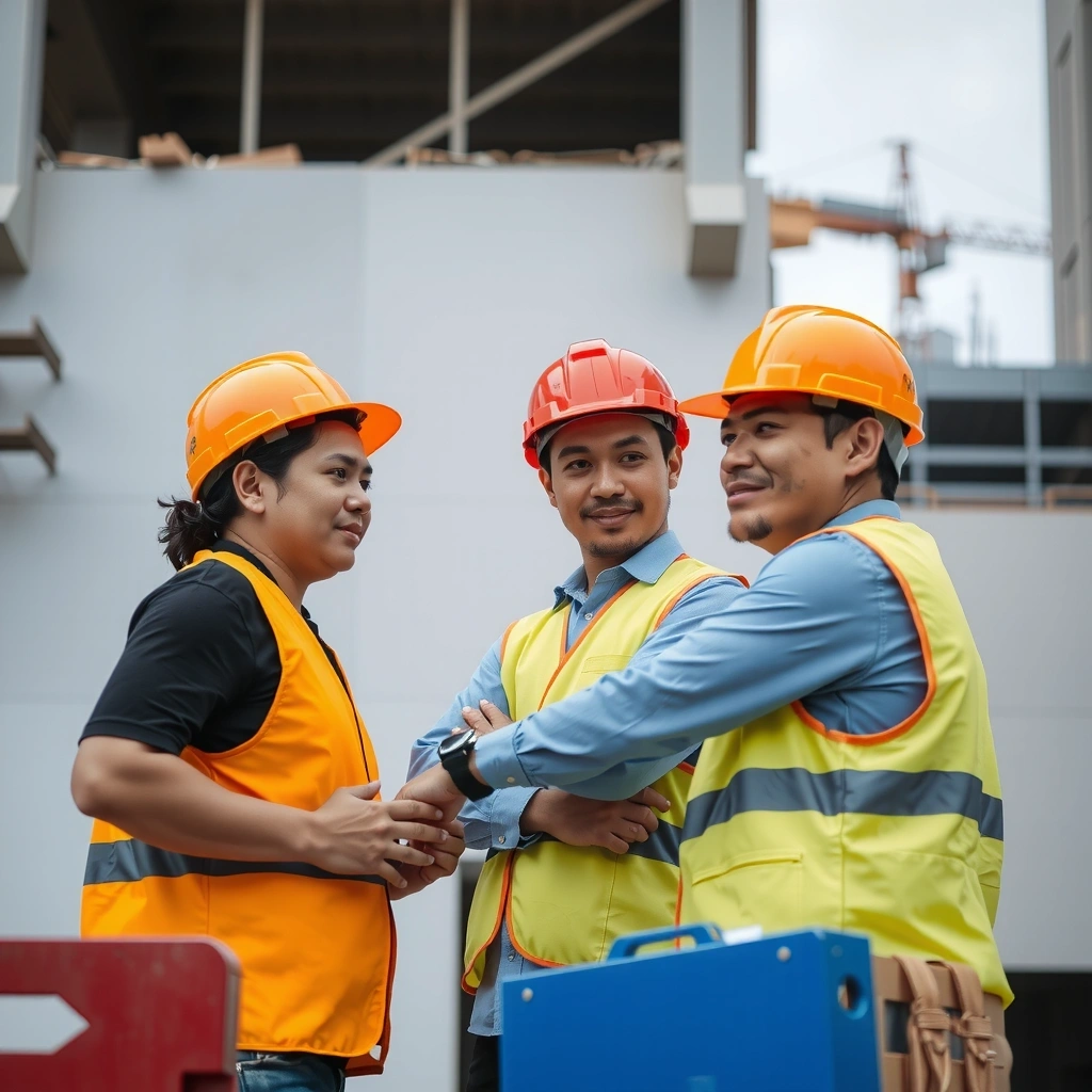 Professional construction team working on a modern building project in Cagayan de Oro Philippines