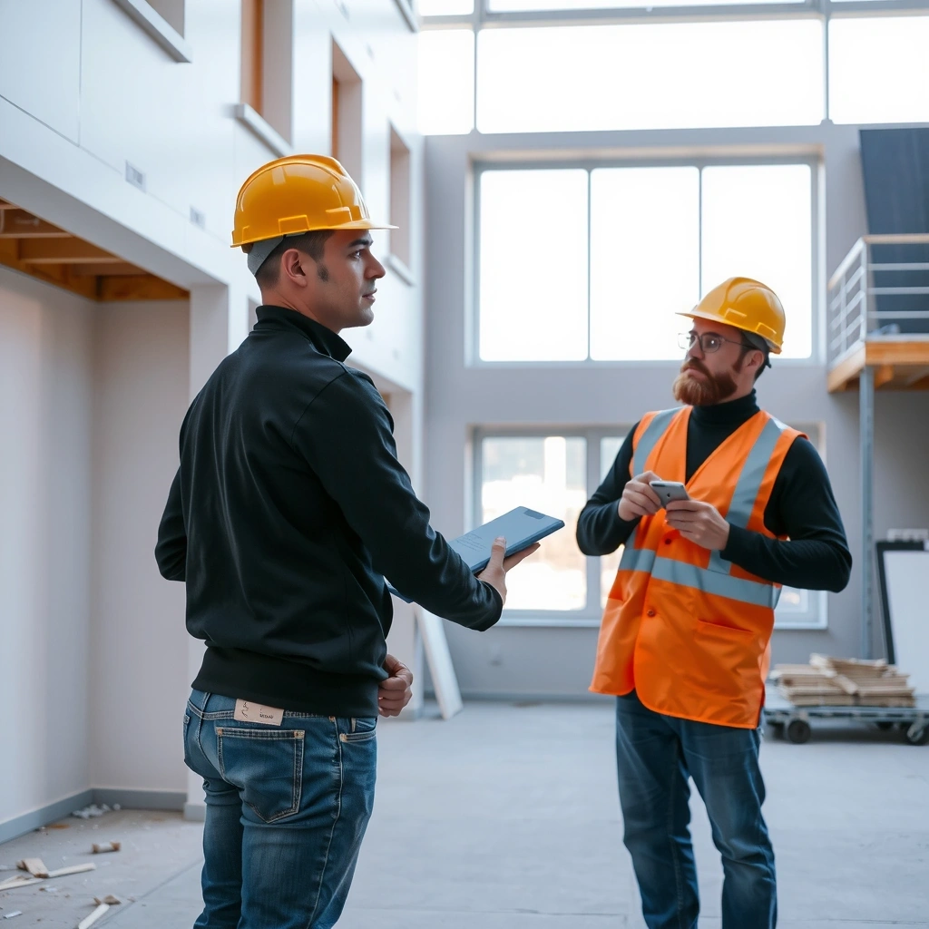 Professional construction team at work